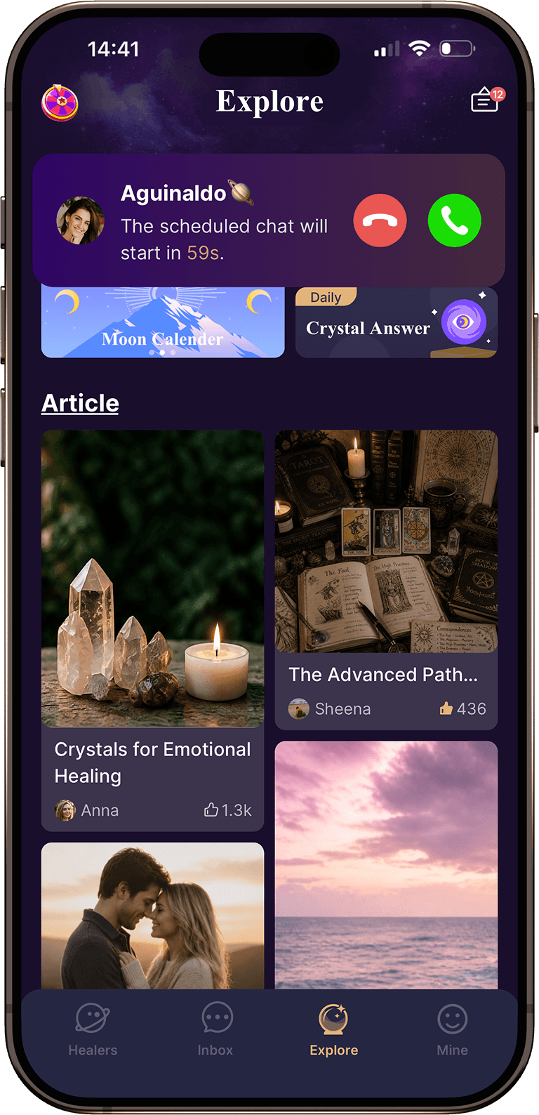 MyHealer explore app screen